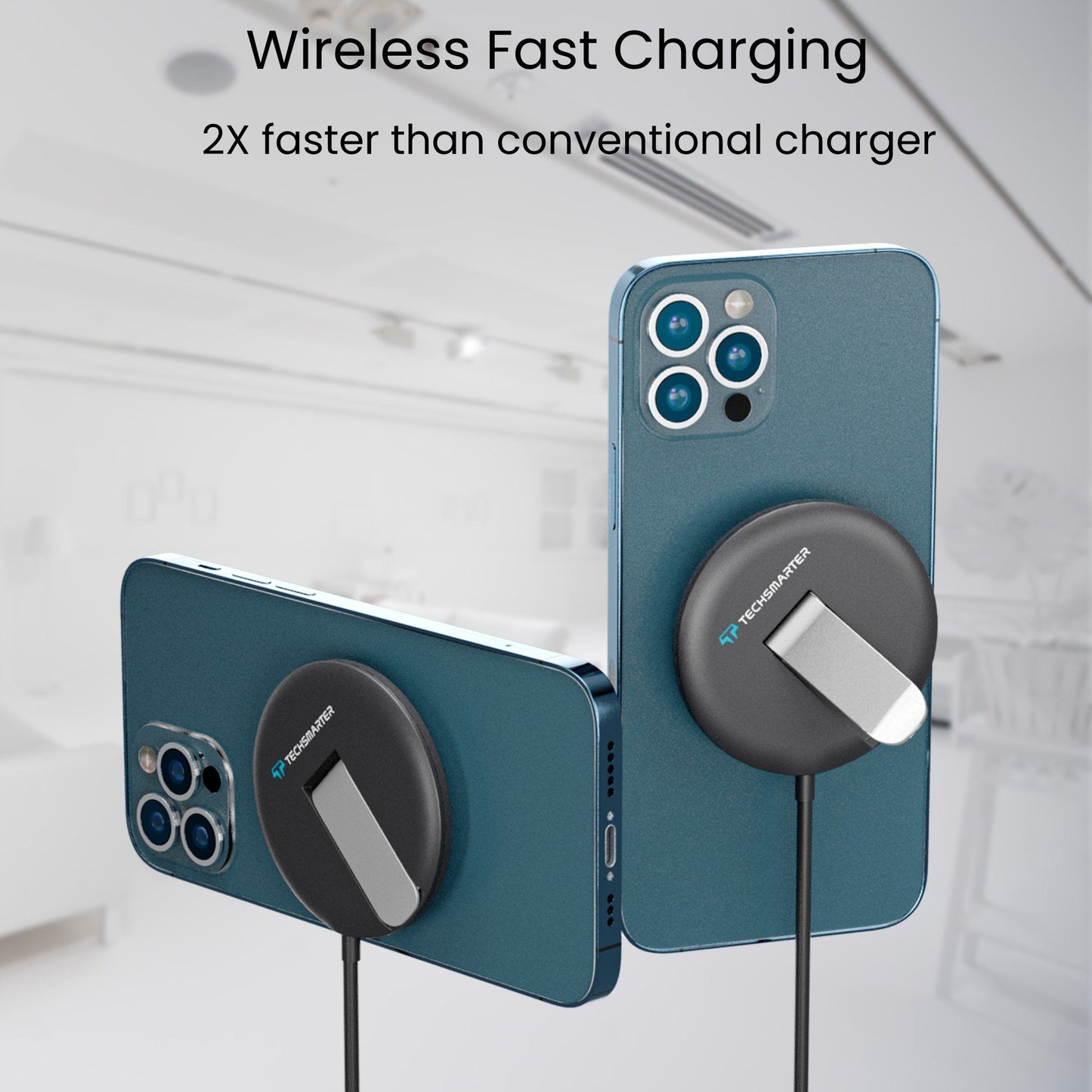 MagBoost Wireless Charger Pad Kickstand with Wall Charger - TechsmarterTechsmarter