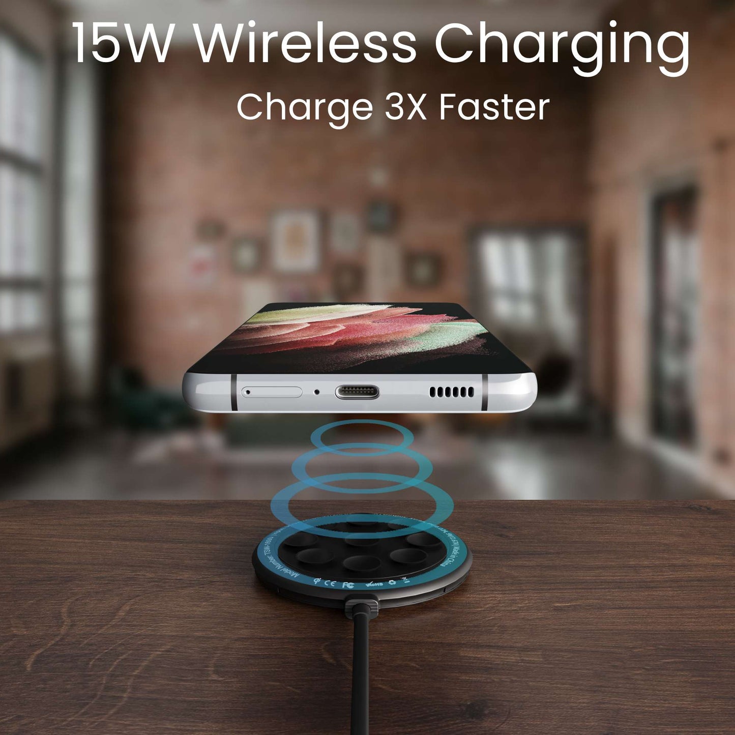 TSWireless 15W Charger Pad Suction - TechsmarterTechsmarterWireless Charger