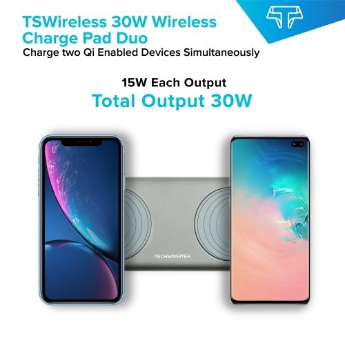 TSWireless 15W Dual Wireless Fast Charging Pad - TechsmarterTechsmarterCharging Station
