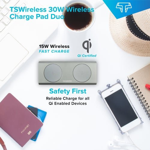 TSWireless 15W Dual Wireless Fast Charging Pad - TechsmarterTechsmarterCharging Station