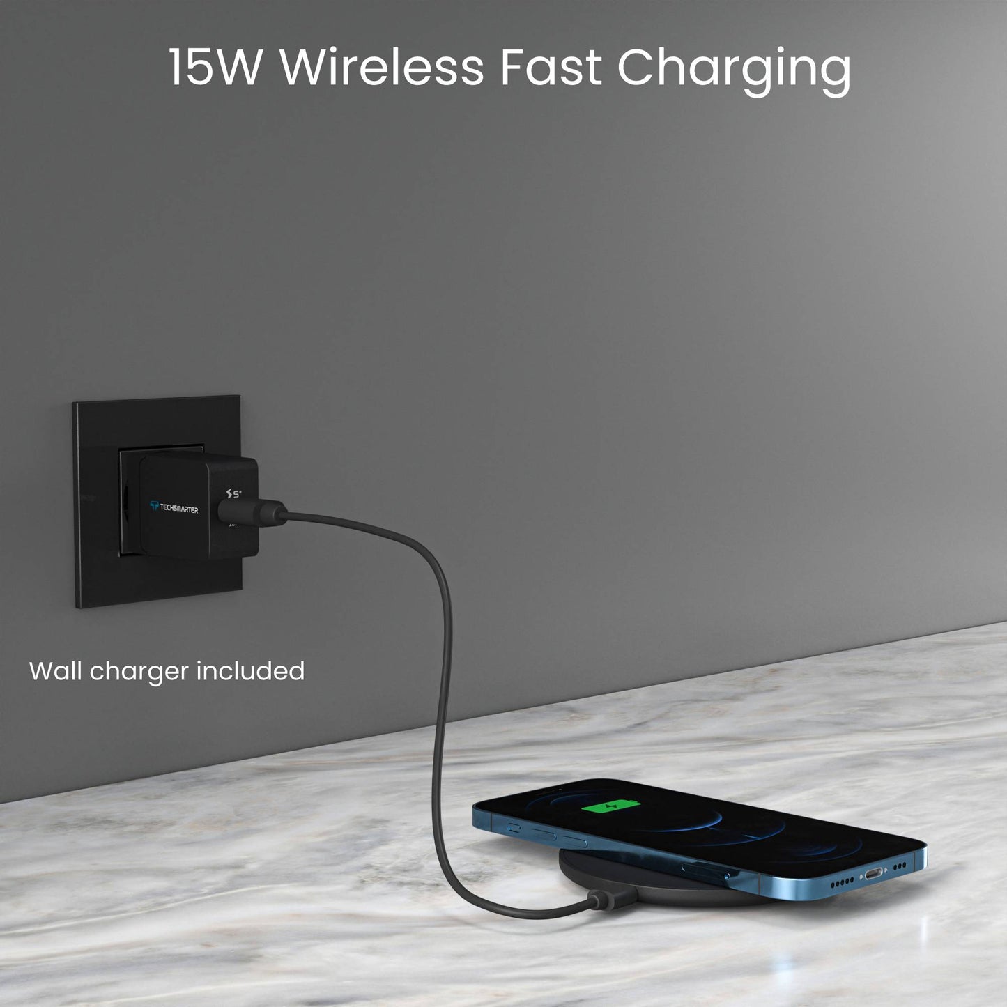 TSWireless 15W Wireless Charger Pad with Wall Charger - TechsmarterTechsmarterCharging Station