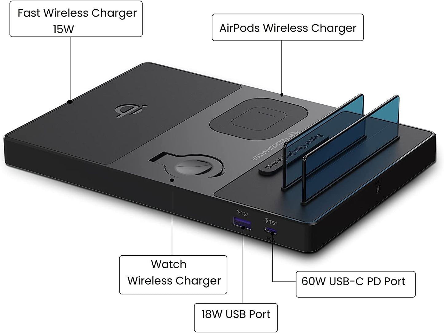 TSWireless 5-in-1 Wireless Charging Station - TechsmarterTechsmarter