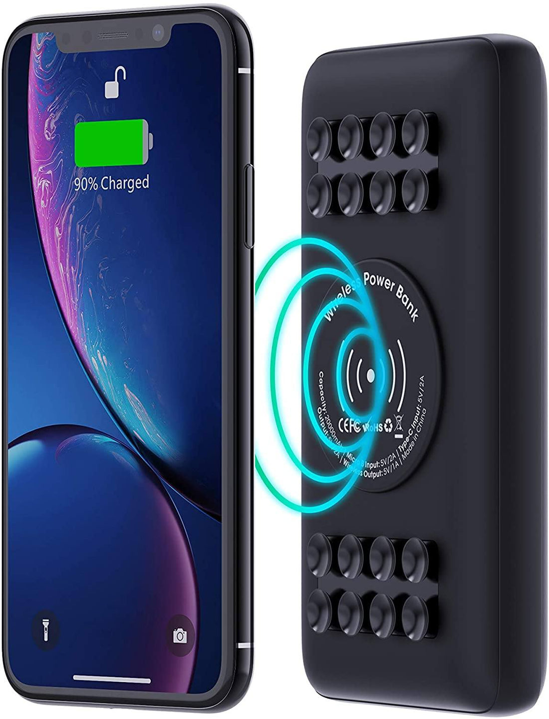 TSBar 20,000mAh Wireless Power Bank with Suction Cups — Techsmarter product image