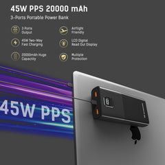 TSBar 20,000mAh 45W USB-C Laptop Power Bank