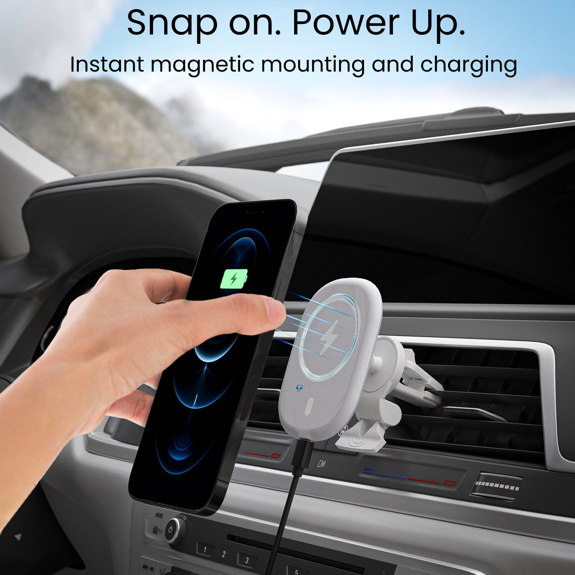Magnetic wireless shop car charger