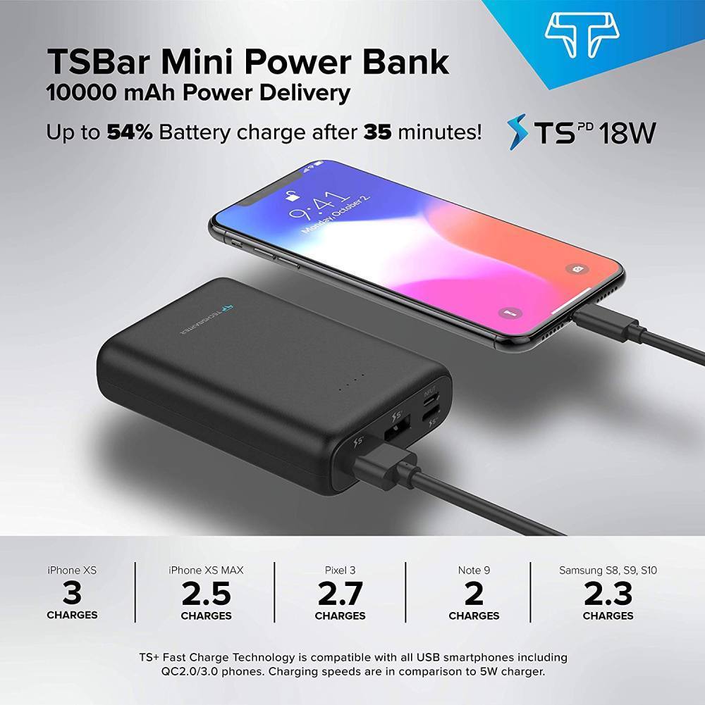 TSBar 10000mAh 18W PD Mini - TechsmarterTechsmarterPortable Power Bar