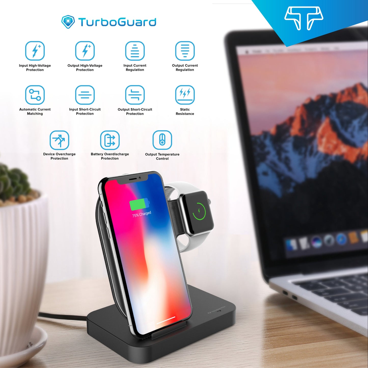 TSWireless 10W Wireless Charger & Dock - TechsmarterTechsmarterCharging Stand