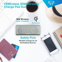 TSWireless 15W Dual Wireless Fast Charging Pad - TechsmarterTechsmarterCharging Station