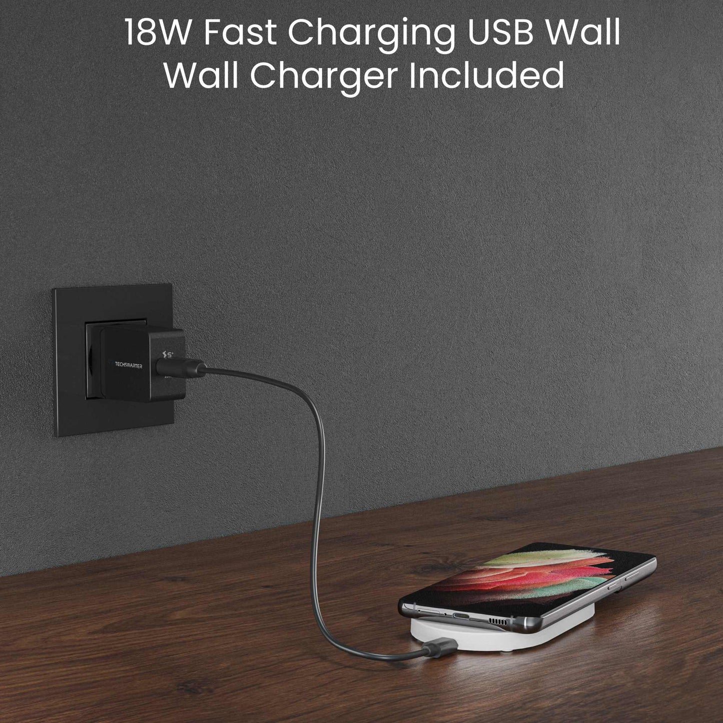 TSWireless Charger Pad and Stand with Wall Charger - TechsmarterTechsmarter